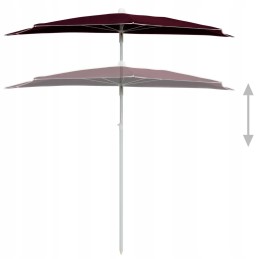 Vidaxl pusapvalis sodo skėtis ant stulpo 180x90 cm bordo spalvos