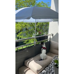 Tilting folding umbrella with cover - light gray with silver bottom