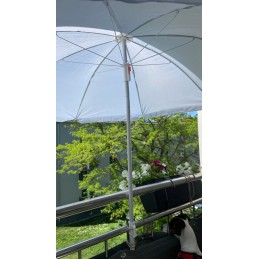 Tilting folding umbrella with cover - light gray with silver bottom