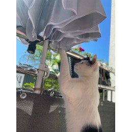Tilting folding umbrella with cover - light gray with silver bottom