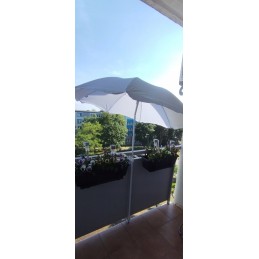 Tilting folding umbrella with cover - light gray with silver bottom