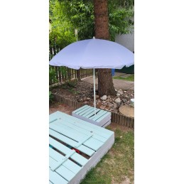 Tilting folding umbrella with cover - light gray with silver bottom