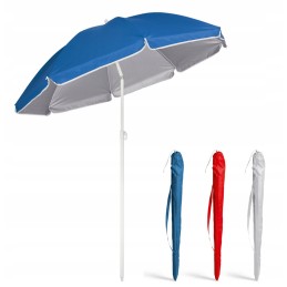 Tilting folding umbrella with cover - blue with silver bottom