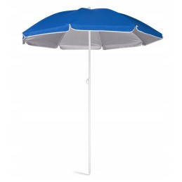 Tilting folding umbrella with cover - blue with silver bottom