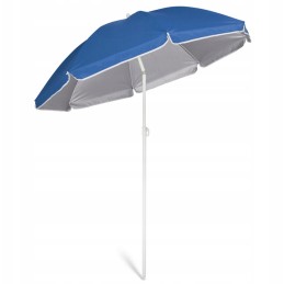 Tilting folding umbrella with cover - blue with silver bottom