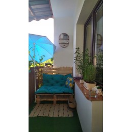 Sulankstomas pakreipiamas skėtis su užvalkalu – mėlynas su sidabriniu dugnu