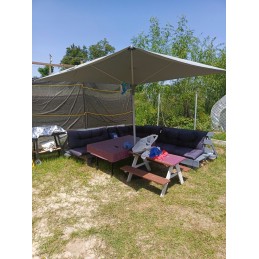 Kvadratinis sulankstomas sodo skėtis - pilkas - padai - 250x250