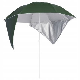 Beach umbrella with side walls, green, 215 cm