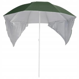 Beach umbrella with side walls, green, 215 cm