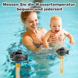 Juokingas plaukiojantis baseino termometras su rykliu su akiniais