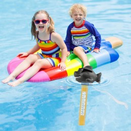 Juokingas plaukiojantis baseino termometras su rykliu su akiniais