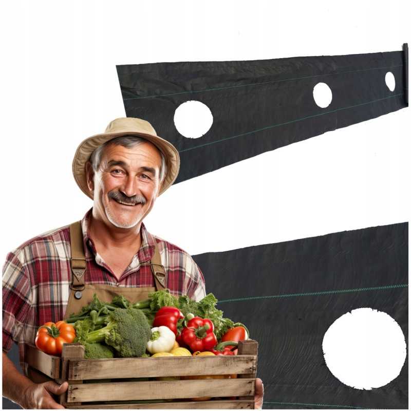 Žemės ūkio audinys, skylutės mėlynių tujoms, 110 cm į metrą