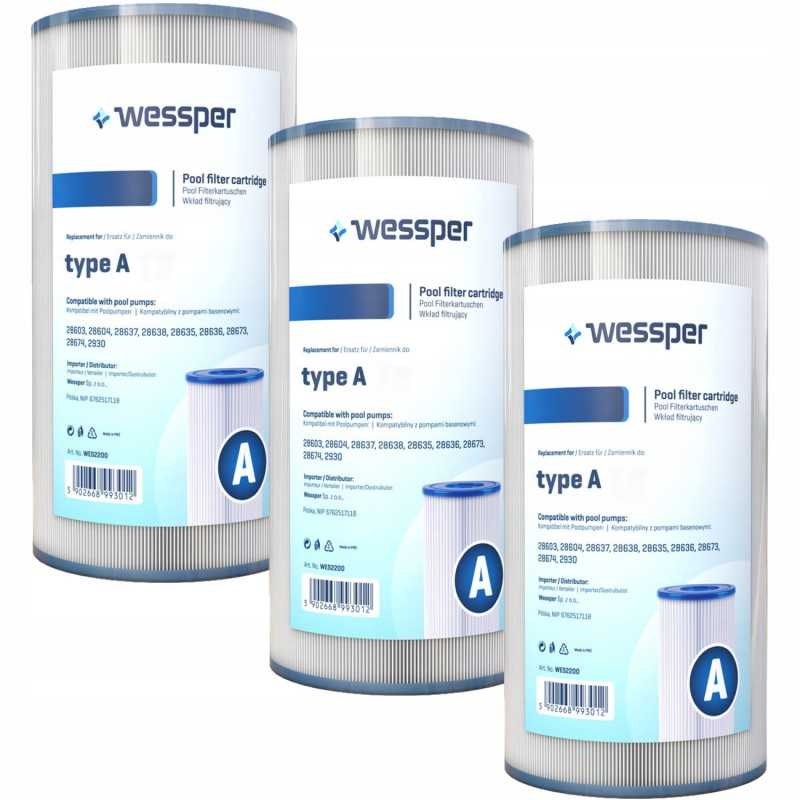 3x Wessper filtras A tipo baseinui, skirtas intex 29000