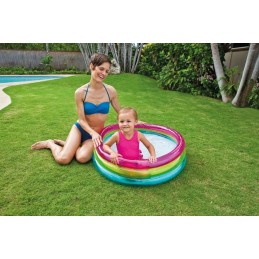 Pripučiamas vaivorykštinis baseinas su 3 žiedais 86x25cm intex