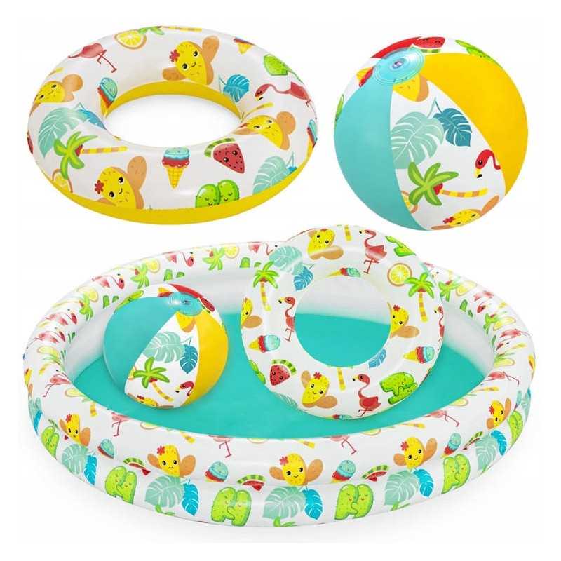 Bestway rinkinys plaukimo baseino irklavimo baseinas su kamuoliu 122cm 51124