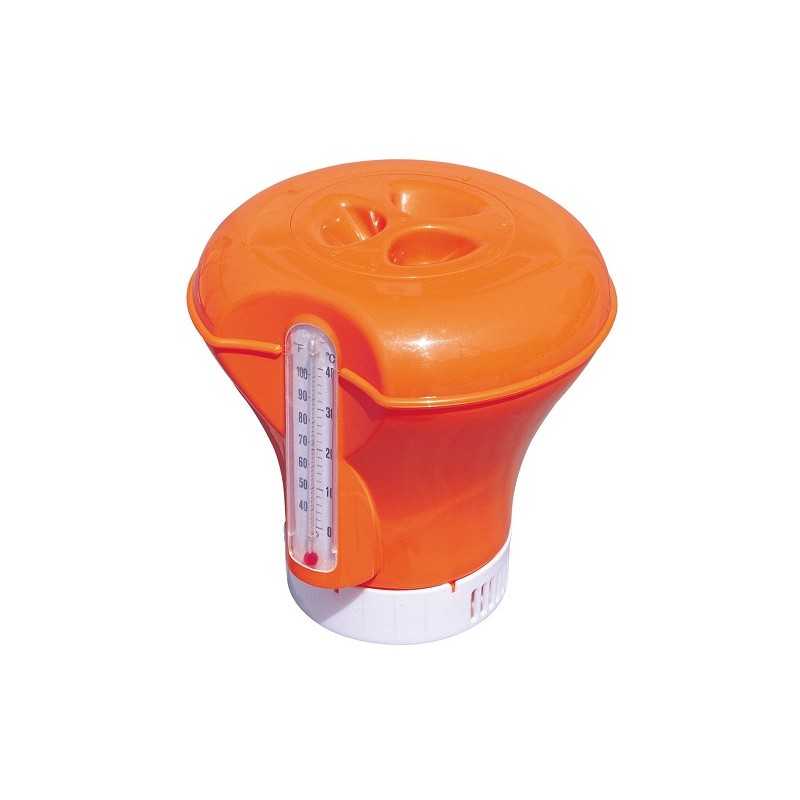 Baseino cheminių medžiagų dozatorius su plūduriuojančiu termometru „du viename“.