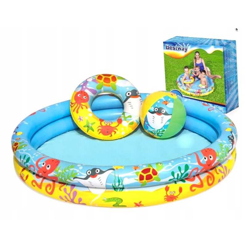 Bestway baseinas su priedais, kamuoliukas, vasaros ratas, 122 cm
