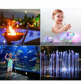 Baseino lempa su 7 LED RGB apšvietimu, maitinama baterijomis