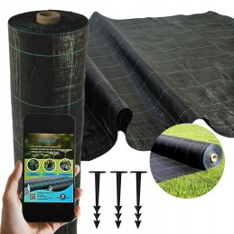 Juoda agrotekstilė 10m x 1,05m tvirta, lenkiška, 100g piktžolėms, UV smeigtukai