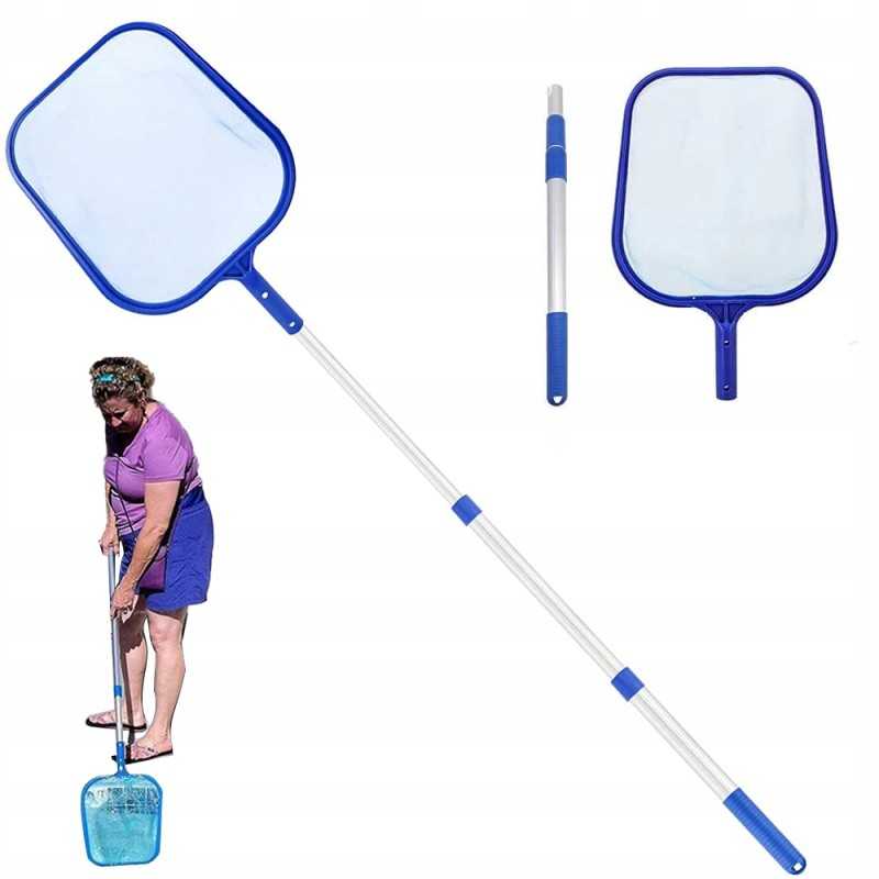 Baseino tinklai, baseino nusileidimo tinklas, teleskopinis aliuminio strypas, 136 cm