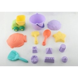 Smėlio priedai, kibiras, pastelinės formos