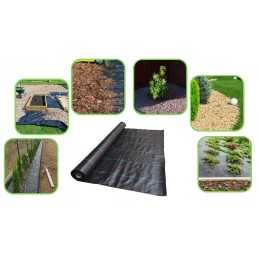 Stipri juoda agrotekstilė 100g piktžolėms viename metre 2,1x1m UV po akmeniu