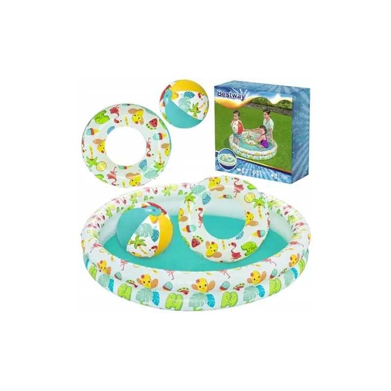 Plaukimo baseino irklavimo baseino kamuoliukų rinkinys 3 viename 1 22 20 cm bestway 51124