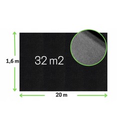 Juoda agrotekstilė pomidorams, braškėms, krūmams, 50g, 1,6x20m, universali