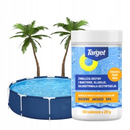 Cheminės tabletės baseinams, chloras, mėlynas vanduo, 1kg