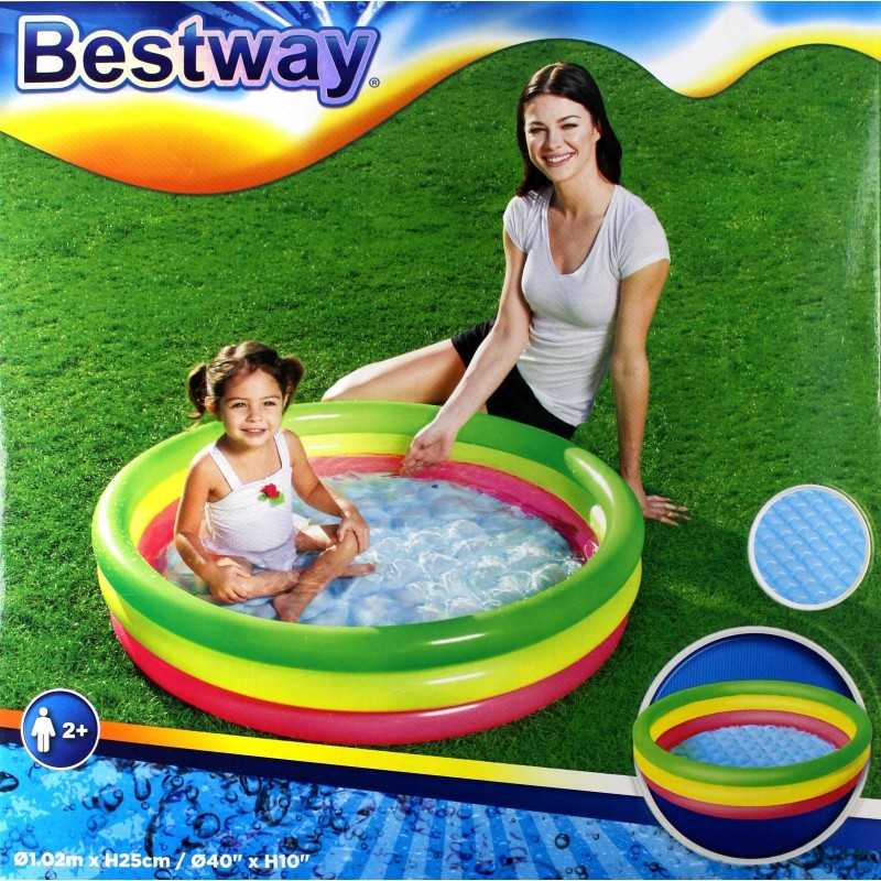 Pripučiamas baseinas, trijų spalvų, 102 x 25 cm