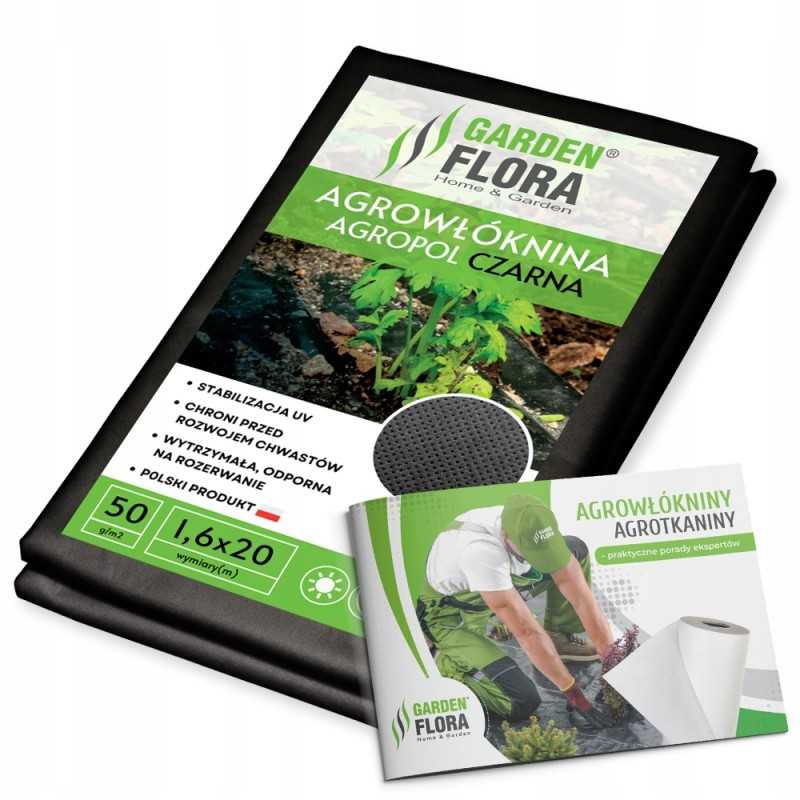 Juoda agrotekstilė 1,6x20m 50g žiema ir pavasaris