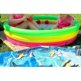 Pripučiamas vaivorykštinis baseinas 102 cm x 25 cm vaikams, linksmi vandens baseinai