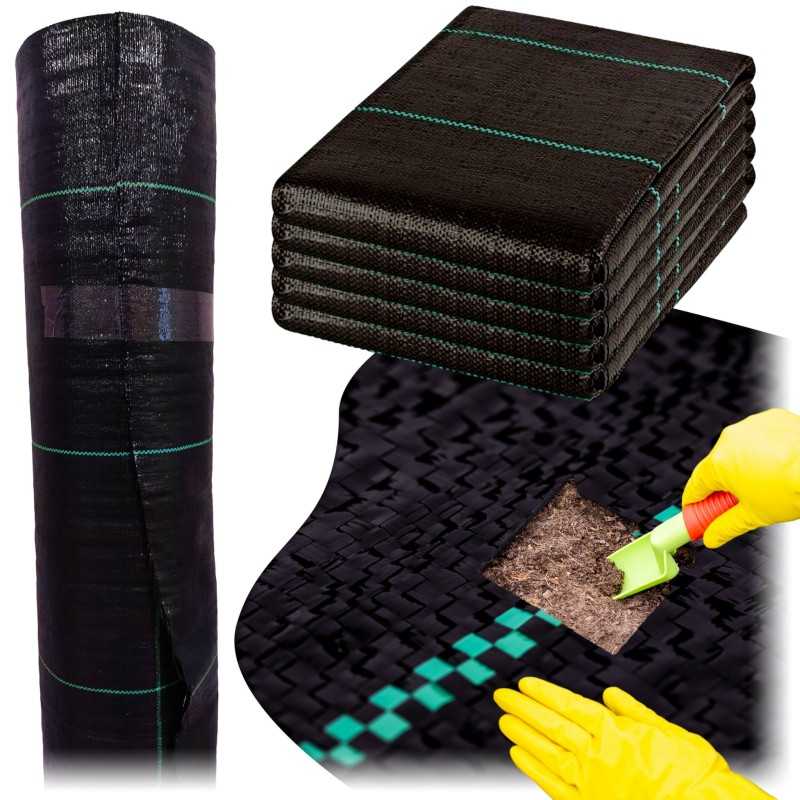 Juodas agrotekstilės kilimėlis nuo piktžolių, metro storio, 100g, 2,1x1m, UV
