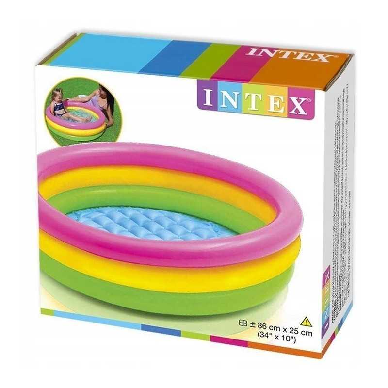 Pripučiamas baseinas su spalvingais žiedais 86x25cm intex