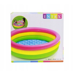 Pripučiamas baseinas su spalvingais žiedais 86x25cm intex