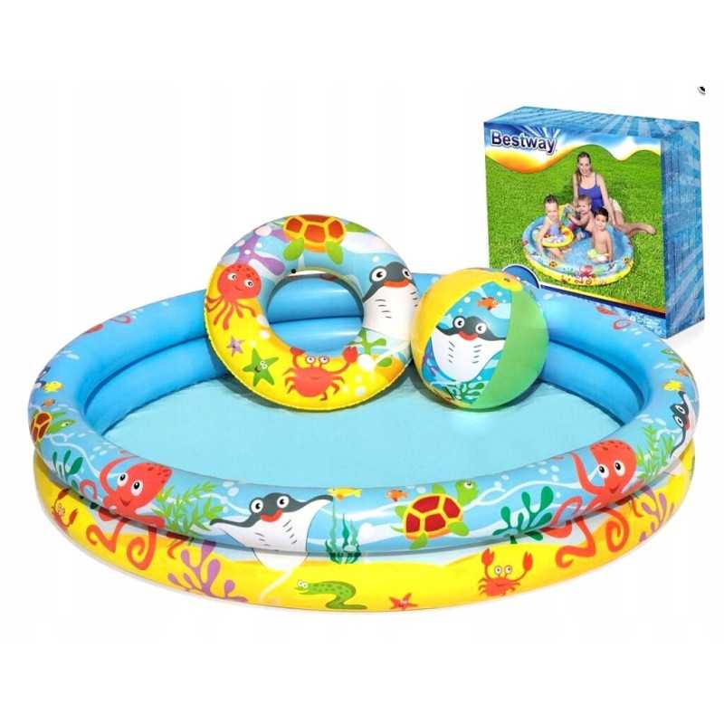 Bestway baseinas su priedais, kamuoliukas, vasaros ratas, 122 cm