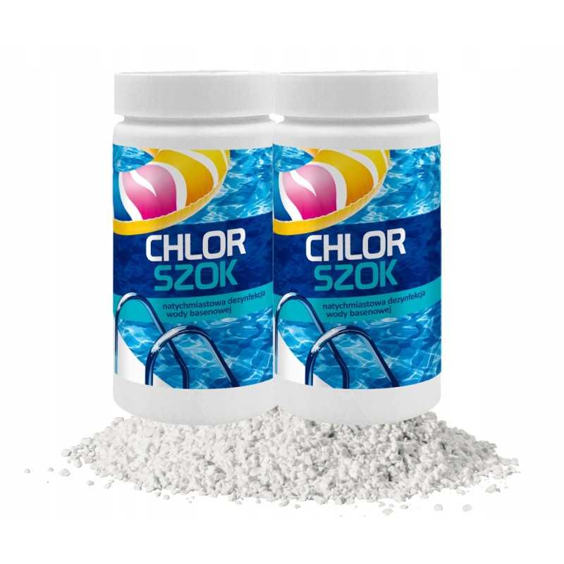 2x chloro šokas 1kg baseino chemijos, granulės, rinkinys 2kg gamix