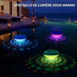 Vandeniui atspari RGB LED baseino lempa IP68, 7 apšvietimo režimai