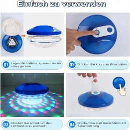 Vandeniui atspari RGB LED baseino lempa IP68, 7 apšvietimo režimai