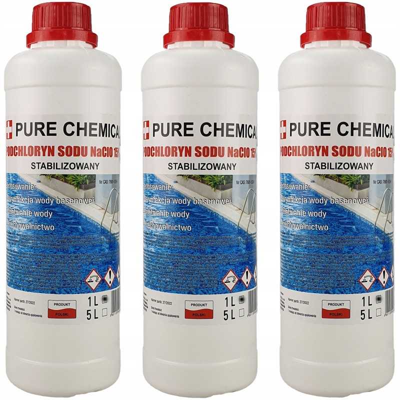 Natrio hipochloritas 15 skystas chloras baseinams 3l 3x1l