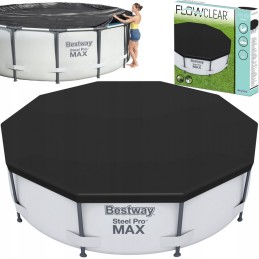 Bestway rėmo baseino danga 305cm, baseino danga su folija ir virvėmis