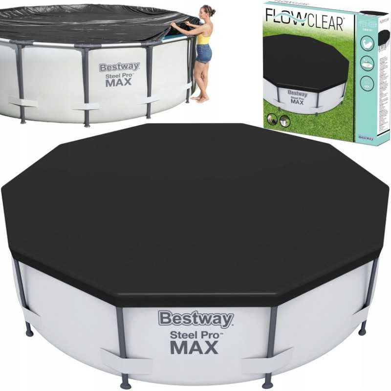 Bestway rėmo baseino danga 305cm, baseino danga su folija ir virvėmis