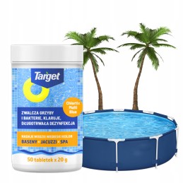 Cheminės tabletės baseinams, chloras, mėlynas vanduo, 1 kg