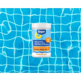 Cheminės tabletės baseinams, chloras, mėlynas vanduo, 1 kg