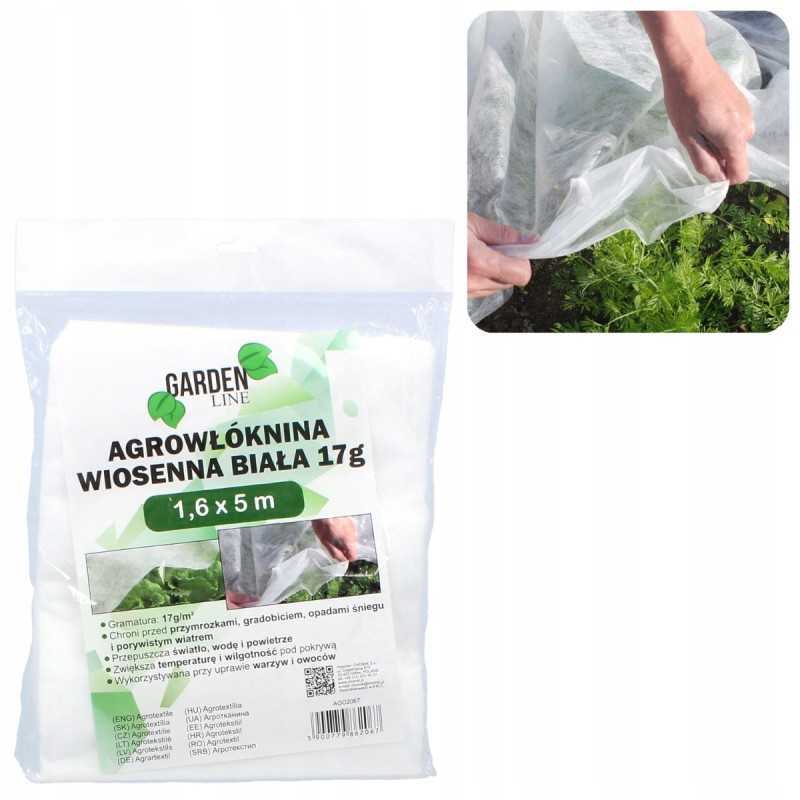 Agrotekstile dengiantis sodo neaustinis audinys 1,6x5 m spyruoklinis baltas 17g atsilikimas