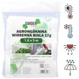 Agrotekstile dengiantis sodo neaustinis audinys 1,6x5 m spyruoklinis baltas 17g atsilikimas
