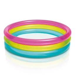 Pripučiamas vaivorykštinis baseinas su 3 žiedais 86 x 25 cm intex