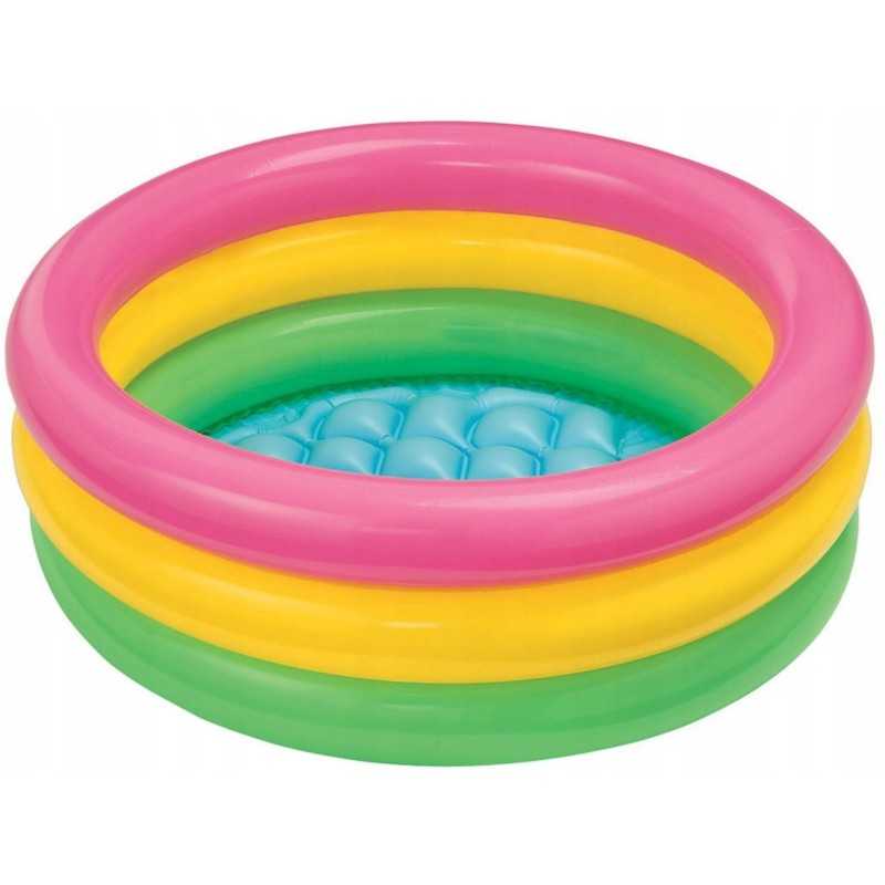 Pripučiamas sodo baseinas, vaivorykštinis irklavimo baseinas, minkštas dugnas, vaikams intex 86x25