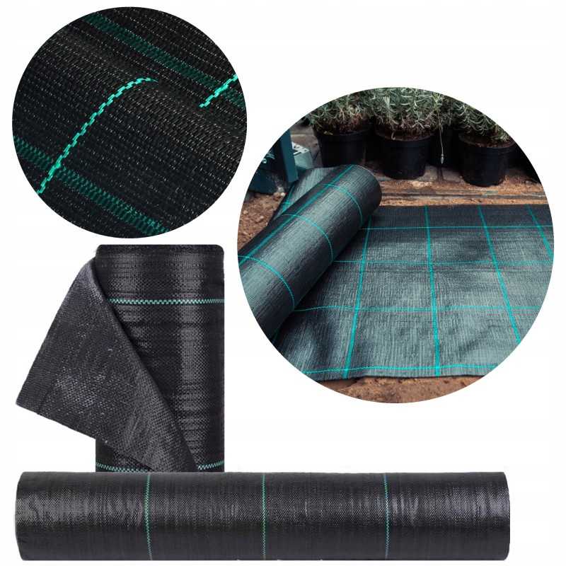 Juoda agrotekstilė 105 cm x 10 m labai stiprus 110 g tinklelio patvarus UV filtras