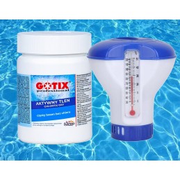 Chloras baseinui mėlyno vandens tabletės 0 5 kg dozatorius su SPA termometru
